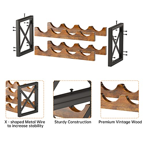 2-in-1 Wine Rack Countertop, Small Wine Rack Organizer Holder, Wooden Wine Rack Inserts for Cabinet, Stackable Wine Rack for Kitchen,Home Bar (Modern)
