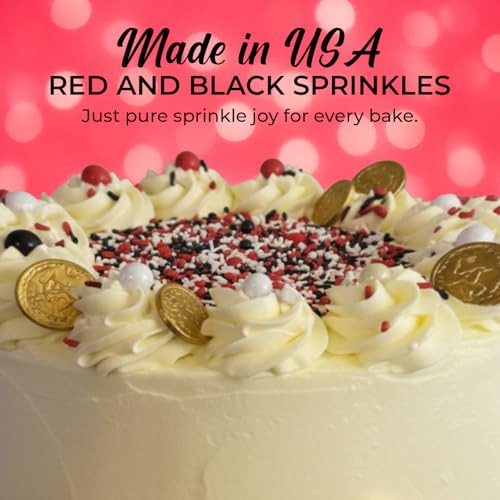 Red White and Black Sprinkles for Cake Decorating and Baking Cupcakes (4 Ounce)