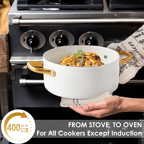 Pots and Pans Set Nonstick Granite Gold Cookware Set
