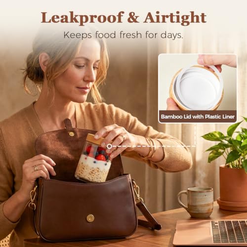 Overnight Oats Containers with Lids 16 oz (0.5 Qt x 4)