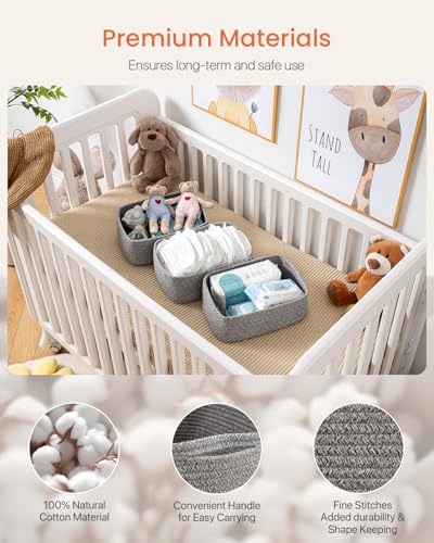 Small Woven Storage Basket for Organizing (Mixed Grey / 12"L x 8"W x 4.5"H)