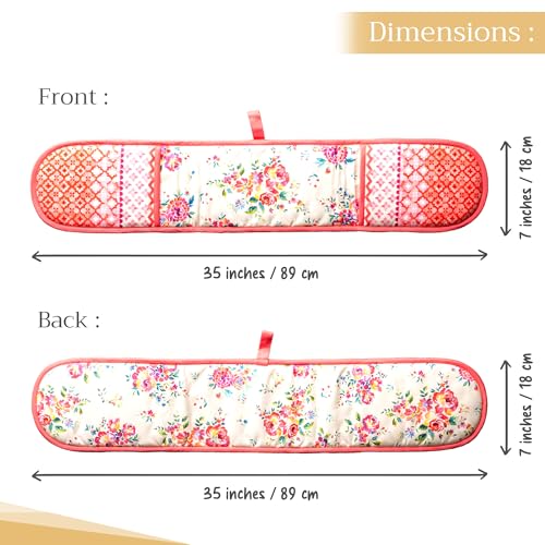 Double Oven Mitts 100% Cotton Double Oven Glove (081 - Rose Garden / 7" x 35" (Double Oven Mitt))