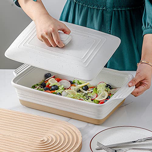 Ceramic Casserole Dish with Lid (White)