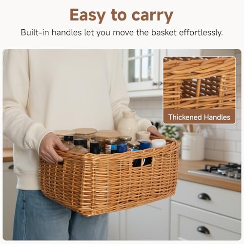 Pantry Baskets (Willow(Light Brown) / 16½"L x 13"W x 7½"H)