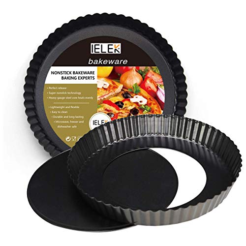 12 Inch Non Stick Tart Quiche Flan Pan Molds Round Removable Loose Bottom Fluted Heavy Duty Pie Pizza Pan (12 Inch)