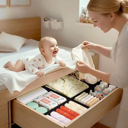 Drawer Organizer Clothes (Black / 16 Pack)