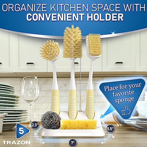 Dish Brush Set of 5 with Holder (Baige)