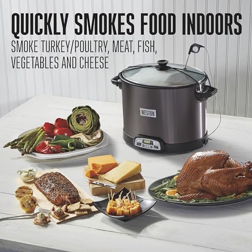 2-in-1 Indoor Electric Smoker & 10 Quart Programmable Slow Cooker (Black (No Party Dipper) / 10 Quart)