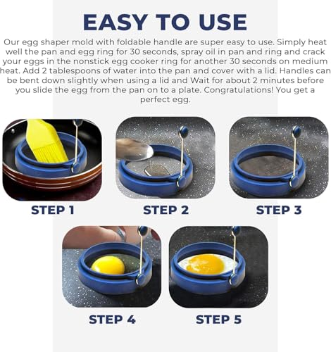 Professional 4 Inch Silicone Egg Ring (Blue & Red)