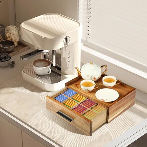 Acacia Wood Tea Bag Organizer with Drawer