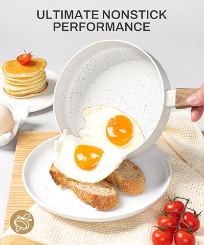 Small Frying Pan Nonstick (White Granite / 6 Inch)