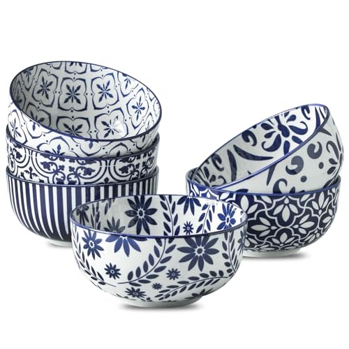 Soup Bowls 28 Ounce Ceramic Cereal Bowls Set of 6 (Assorted Mix)