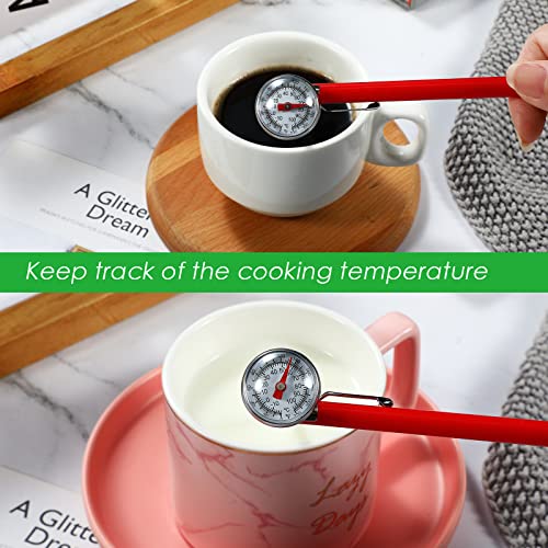1 Pcs Stainless Steel Kitchen Dial Thermometer 5" (Red)
