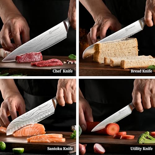 5 Pieces Kitchen Knife Set (Red 5pcs)