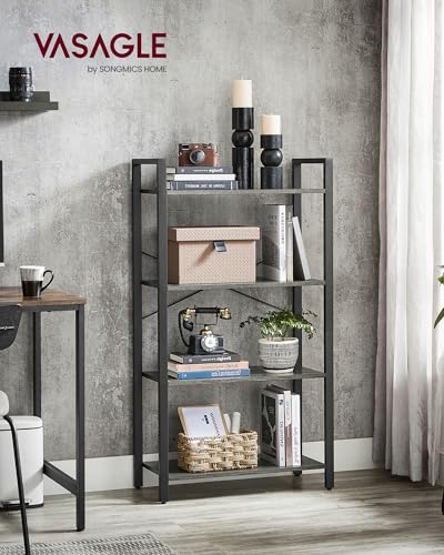 4 Tier Bookshelf (Charcoal Grey + Ink Black / 4 Tiers (11.8"D x 26"W) / Without Back Panels)
