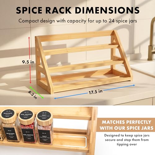 3 Tier Bamboo Spice Rack Organizer for Cabinet (Standing Rack)