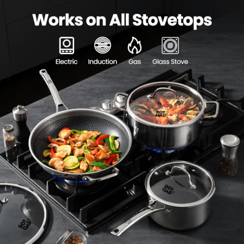 Wok pan Hybrid 12 inch Wok with Lid (Stainless Steel / 12 Inch)