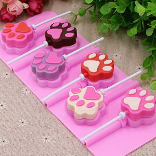 12 Capacity Cat Paw Silicone Lollipop Mold Set (Cat Paw Pink)