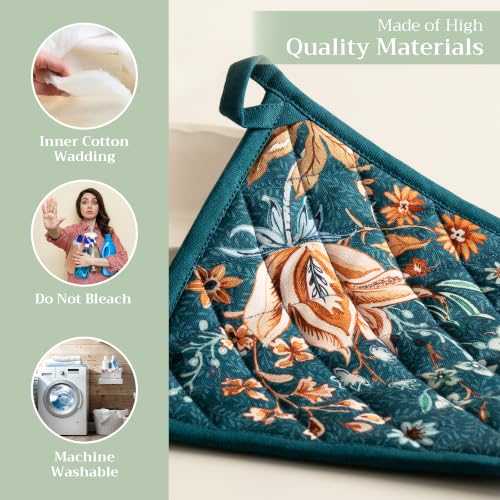 Pot Holders 100% Cotton Potholders (048 - Luxury Loft - Dark Teal / 8" x 8" (Pot Holder Pack of 1))