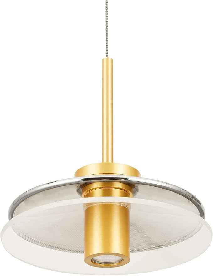 VONN Lighting Verona VAP2311BL 7" 1-Light Integrated LED ETL Certified Black Height Adjustable Pendant Lighting with Glass Shade