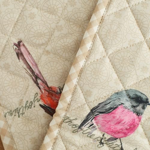 Double Oven Mitts 100% Cotton Double Oven Glove (003 - Birdies on Wire / 7" x 35" (Double Oven Mitt))