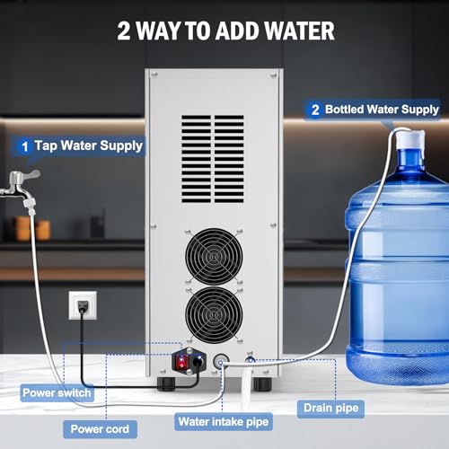 100 lbs Countertop Nugget Ice Maker Commercial with Water Dispenser