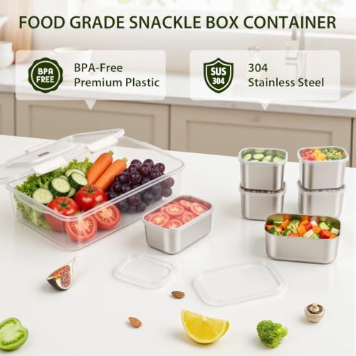 Snackle Box Container (6 Compartment (13.38"L x 9.25"W x 3.54"H))
