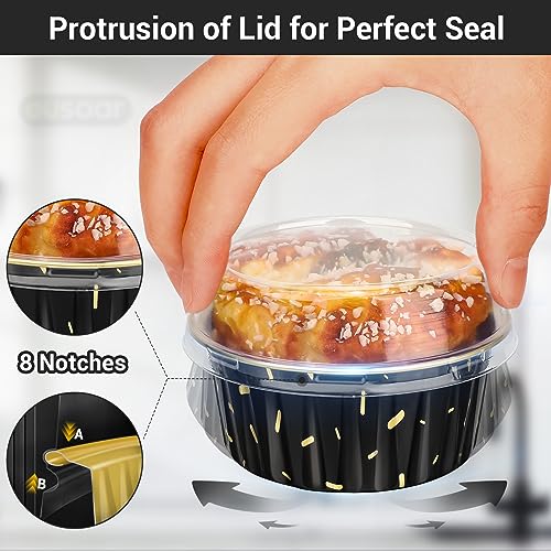 Foil Ramekins with Lids (Black Meteor Shower / 60pcs)