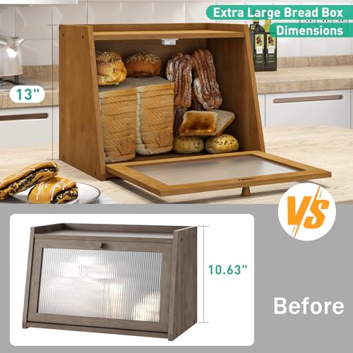Large Bread Box for Kitchen Counter (Brown / Large-1_Tier)
