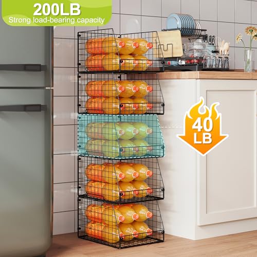 5 Pack XXL Stackable Wire Storage Basket (5 Count)