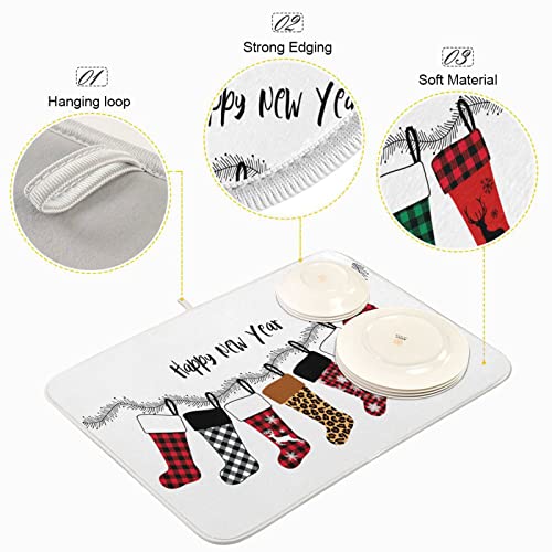 Super Absorbent Dish Drying Mat (Christmas Stockings / 18" x 24")