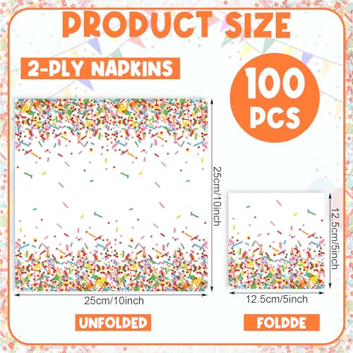 100 Pcs Sprinkles Donut Napkins Birthday Party