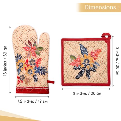 100% Cotton Oven Mitt & Pot Holder Set (064 - Kalahari / 7.5" x 13" & 8" x 8" (Oven Mitt & Pot Holder))