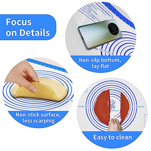 Non Stick Silicone Pastry Mat (Blue / 32"L x 24"W)