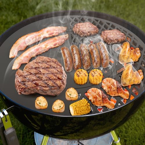 BBQ Griddle and Grate Combo Kit for Weber 22 inch Kettle Charcoal Grills (For 22" Kettle)