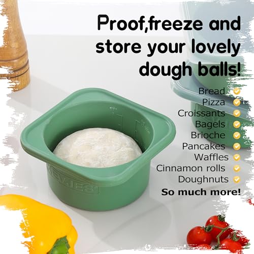 500ml Individual Dough Storage Vessels with Airtight Lid (Green)