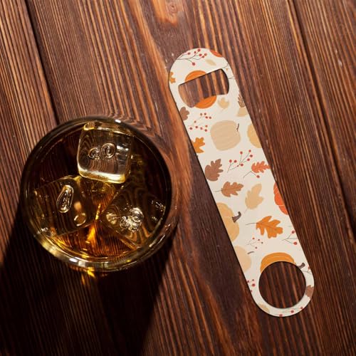 Pumpkin Stainless Steel Bottle Opener Leaf Fruit Orange Yellow Maple Leaves Gourd Butternut Autumn Floral Pattern Flat Beer Bottle Opener Keychain for Home Kitchen Bar Restaurant Party Gift (Pumpkin)