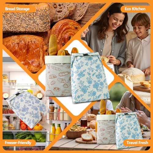 Beeswax Bread Bags for Homemade bread (Blue & Apricot)