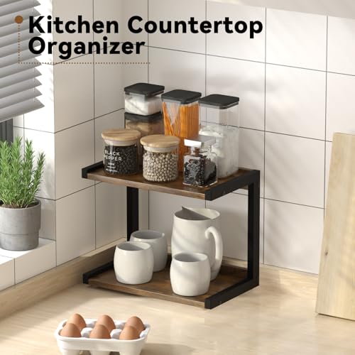 Kitchen Counter Shelf Organizer (Rustic Brown / Small)