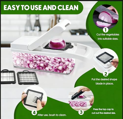 Multi 23-in-1 Pro Vegetable Chopper & Mandoline Slicer, 10 Blade-in-1 (10 Blades / White)