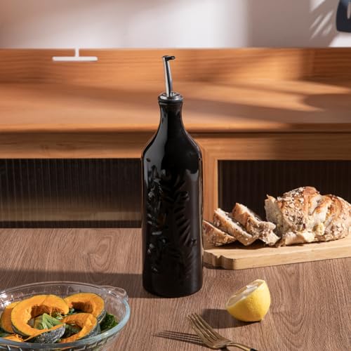 Sweejar Large Olive Oil Dispenser Bottle with Spout (Black / Patterned styles)