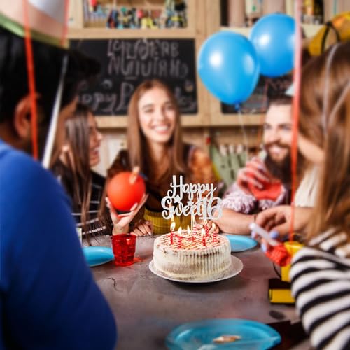 1Pc Happy Sweet 16 Cake Topper Sweet 16 Birthday Decorations Happy 16th Birthday Cake Decorations for Girls