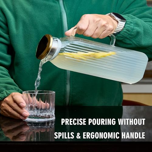 2.1 Liter 71oz Square Glass Pitcher with Lid (71 Ounces)