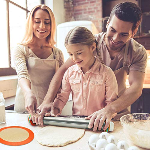 Round Silicone Baking Mats for 8 Inch Cake Pan (Bright Orange / 8"L x 8"W)