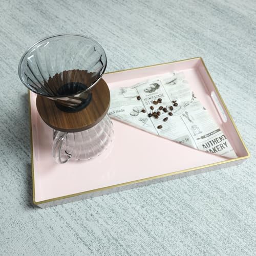 Pink Decorative Serving Tray with Handles (Pink)