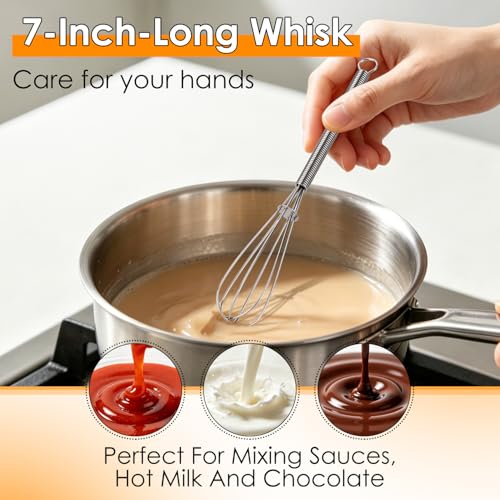 5 & 7 Inch Mini Whisks Anti (2pcs: Silver 5"+7")