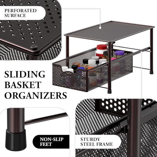Stackable Under Sink Sliding Basket Drawer (Bronze)