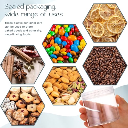 6 Pack 10 oz Plastic Jars Containers with Lids Wide (6 Count)