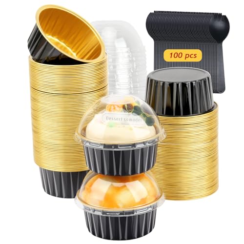 5oz Cupcake Pans with Dome Lids 100 Pack (5 Fl Oz)
