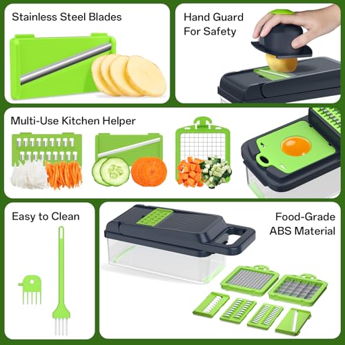 Veggie Chopper Vegetable Cutter (Green / 7 blades)